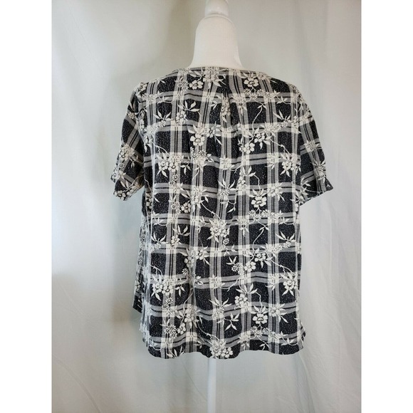 Loft Black and White Tunic Style Top Large Petite (LP) Short Sleeve - Picture 4 of 8